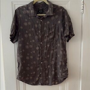 Brixton Men's Gray Short Sleeve Shirt Size Medium